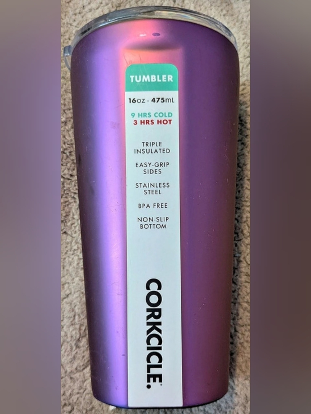 Corkcicle 16 oz Triple Insulated Tumbler Purple 16 oz Tumbler